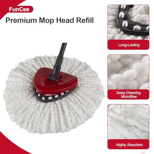 FunCee [3 Pack] Mop Replace Heads, Mop Refill Heads Replacements Compatible with O Cedar Spin Mop 1-Tank System- Easy to Replace, Microfiber, Machine Washable - Image 3