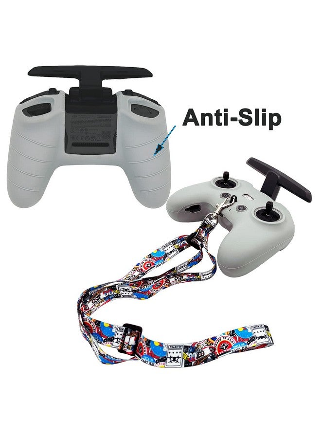 RAWECUD Fpv Controller Lanyard Neck Strap And Remote Controller Silicone Cover For Dji Fpv Combo Avata Remote Controller Accessories (Grey Cover + Lanyard) - Image 1