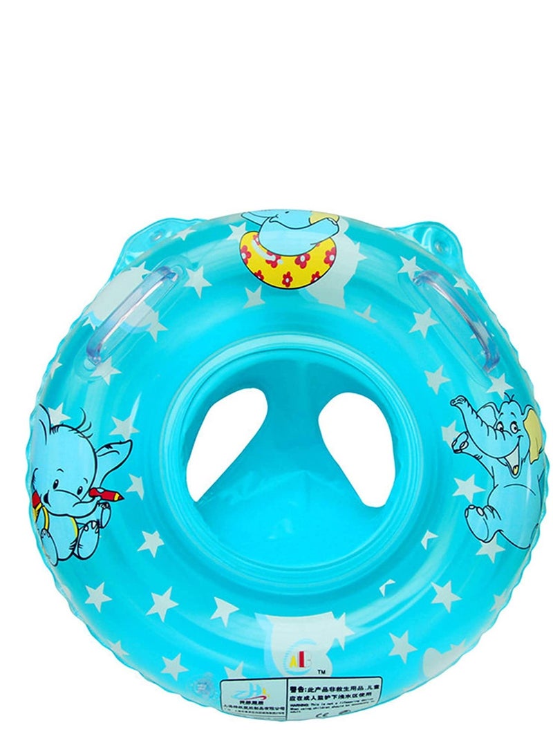 Barakah Baby Swimming Float Two Handle Inflatable Baby Swim Ring Swimming Pool Water Toy Baby's Underarm Swimming Circle Deepen Lap Seat With Leg Hole Elephant Pattern for Kids - Image 1