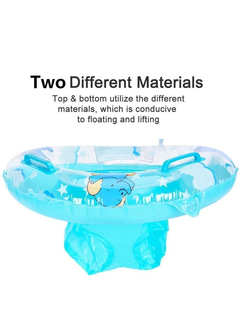 Barakah Baby Swimming Float Two Handle Inflatable Baby Swim Ring Swimming Pool Water Toy Baby's Underarm Swimming Circle Deepen Lap Seat With Leg Hole Elephant Pattern for Kids - Image 3