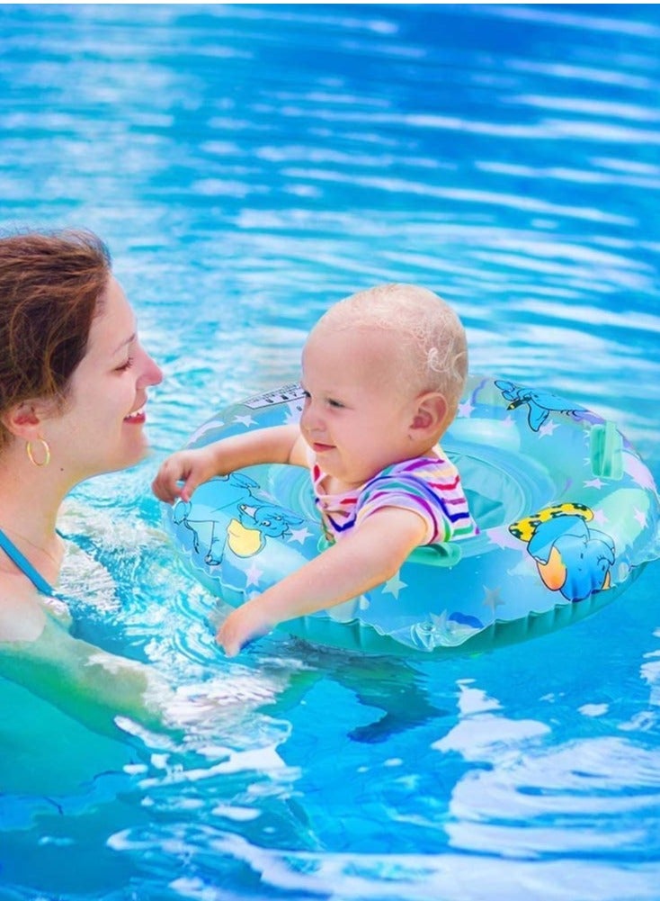 Barakah Baby Swimming Float Two Handle Inflatable Baby Swim Ring Swimming Pool Water Toy Baby's Underarm Swimming Circle Deepen Lap Seat With Leg Hole Elephant Pattern for Kids - Image 5