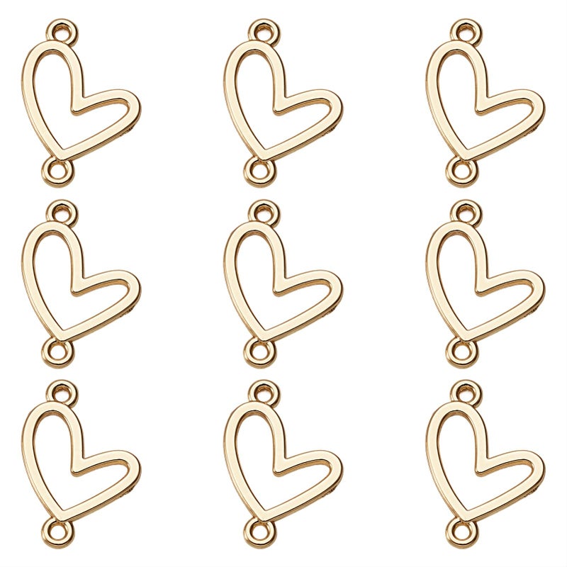 EEE ELECRELIVE 10Pcs Gold Heart Charms Heart Link Pendants Light Gold Connector Charms Double Loops Love Ring Pendants for Earrings Bracelet Necklace Macrame Making - Image 1