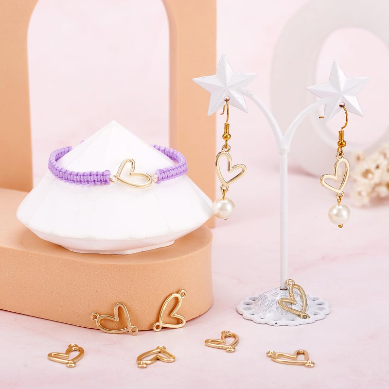 EEE ELECRELIVE 10Pcs Gold Heart Charms Heart Link Pendants Light Gold Connector Charms Double Loops Love Ring Pendants for Earrings Bracelet Necklace Macrame Making - Image 3