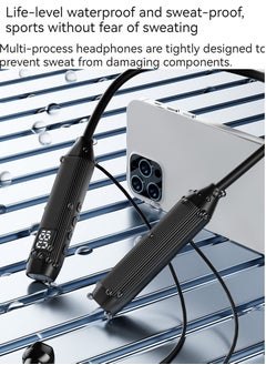 Generic Hanging neck in-ear Bluetooth sports headset with digital display, large battery and long battery life, neck hanging gaming wireless headset black  - Image 4