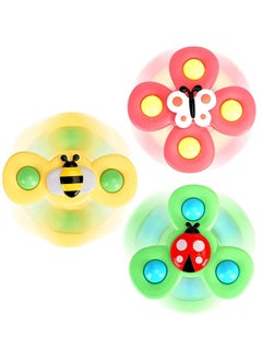 3PCS Suction Cup Spinner Toys for 1 2 Year Old Boy&Girl|Spinning Tops Toddler Toys Age 1-2|1 2 Year Old Boy Birthday Gift for Infant|Sensory Baby Bath Toys for Toddlers 1-3