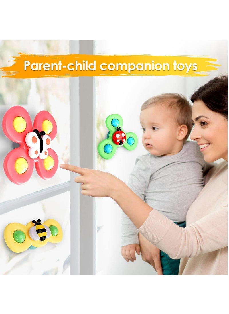 Generic - 3PCS Suction Cup Spinner Toys for 1 2 Year Old Boy&Girl|Spinning Tops Toddler Toys Age 1-2|1 2 Year Old Boy Birthday Gift for Infant|Sensory Baby Bath Toys for Toddlers 1-3 - Image 1