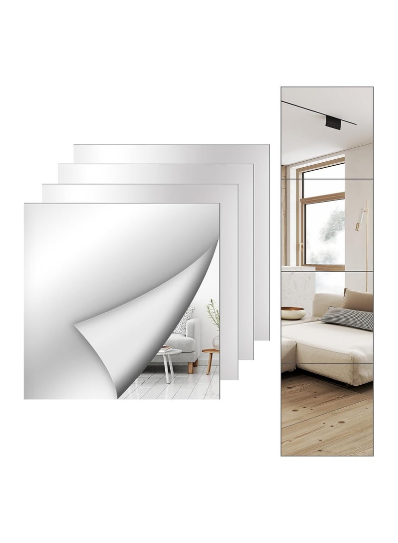 FASHION HOME أقراص مرآة حائط ثلاثية الأبعاد لاصقة غير قابلة للكسر من الأكريليك مرآة حائط كاملة الطول مرآة بلاستيكية مرنة مرآة كاملة الجسم لزينة الحائط في المنزل وصالة الألعاب الرياضية 4 قطع بسماكة 2 مم - Image 2