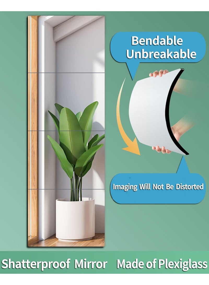 FASHION HOME أقراص مرآة حائط ثلاثية الأبعاد لاصقة غير قابلة للكسر من الأكريليك مرآة حائط كاملة الطول مرآة بلاستيكية مرنة مرآة كاملة الجسم لزينة الحائط في المنزل وصالة الألعاب الرياضية 4 قطع بسماكة 2 مم - Image 4