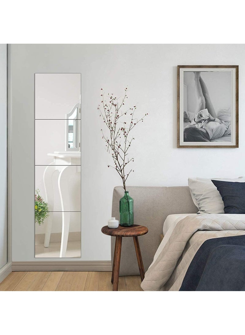 FASHION HOME أقراص مرآة حائط ثلاثية الأبعاد لاصقة غير قابلة للكسر من الأكريليك مرآة حائط كاملة الطول مرآة بلاستيكية مرنة مرآة كاملة الجسم لزينة الحائط في المنزل وصالة الألعاب الرياضية 4 قطع بسماكة 2 مم - Image 5