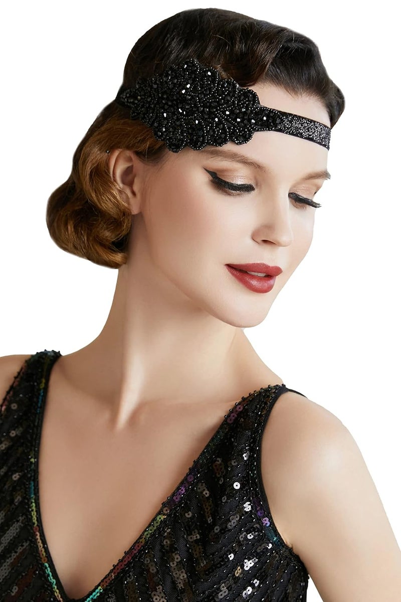 BABEYOND 1920s Flapper Headband Crystal Great Gatsby Headpiece Vintage 20s Flapper Gatsby Accessories Style2