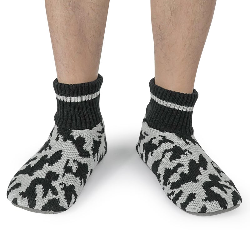 BenSorts Winter Thick Slipper Socks for Men Gift Warm Cozy Soft Fleece House Socks Slipper Non Skid with Grippers Black Camo Size 10 11 12 13 - Image 5