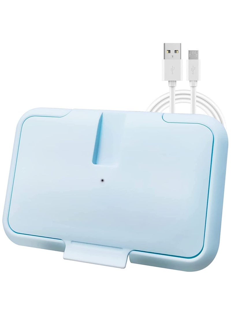 USB Mini Portable Baby Wipe Warmer for Travel, 10 Mins Quickly Top Heater, Reusable 4.7'' Mini Babies Wet Wipe Dispenser, Compatible Power Bank, 5V - Image 1