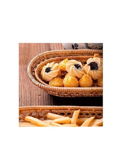 Y&D 2Pcs Handmade Woven Oval Rattan Fruit Basket Bread Tray Wicker Food Serving Weaving Storage Holder  - Image 5