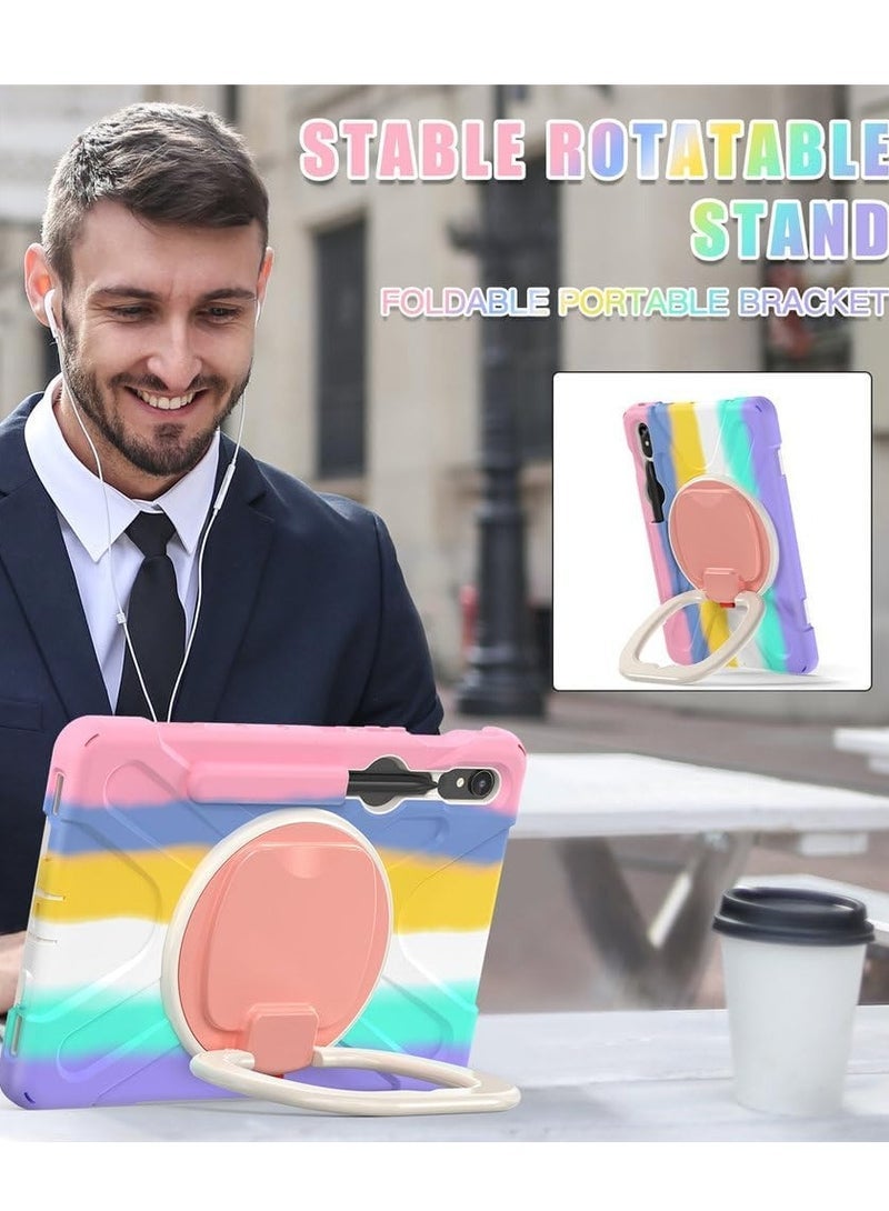 general Protective Case for Samsung Galaxy Tab S9 11 inch with Round Kickstand, 3 in 1 Heavy Duty Rugged Double Silicone + Hard Plastic Frame with Shoulder Strap - Image 5