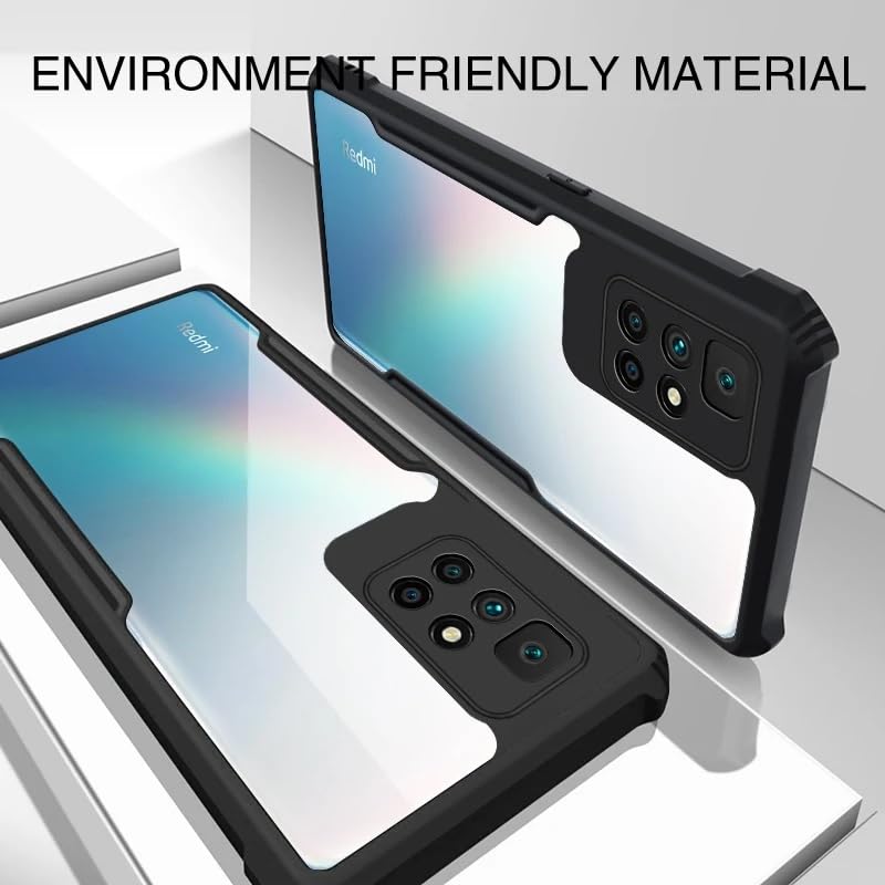 REALCASE Redmi 10 Prime Back Cover Case Shockproof Bumper Crystal Clear | 360 Degree Protection TPU+PC | Camera Protection | Transparent Cover Case for Redmi 10 Prime (Black) - Image 3