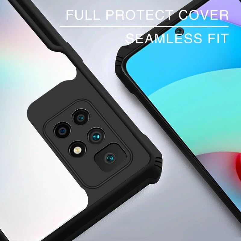 REALCASE Redmi 10 Prime Back Cover Case Shockproof Bumper Crystal Clear | 360 Degree Protection TPU+PC | Camera Protection | Transparent Cover Case for Redmi 10 Prime (Black) - Image 5