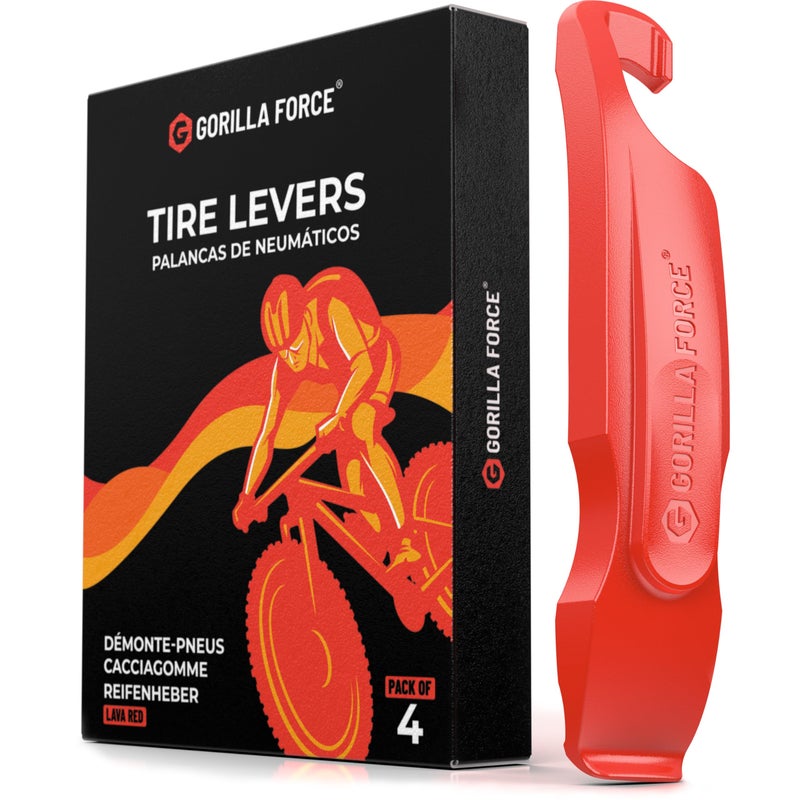 Gorilla Force Ultra Strong Bike Tire Levers | 4 Pack | Lava Red - Image 1