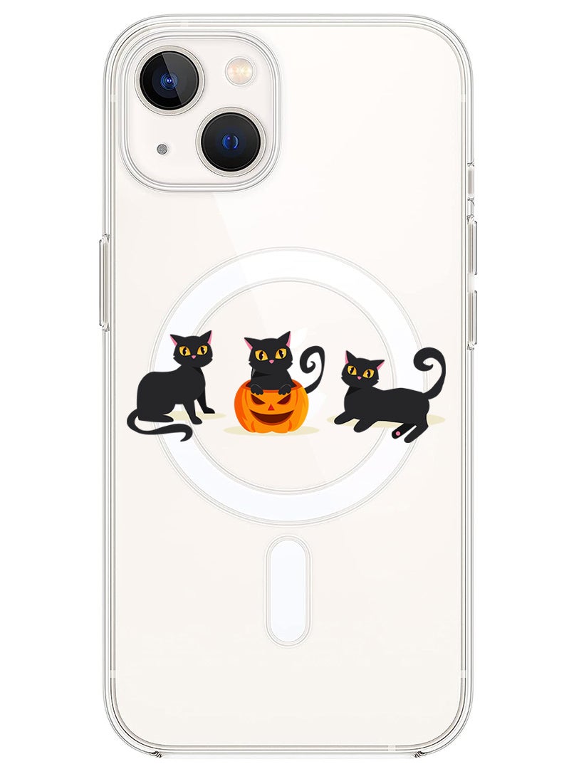 Theodor Magnetic Case for iPhone 14 6.1-inch Compatible with MagSafe Wireless Charging, Shockproof Phone Bumper Cover Cats Pumpkin Halloween2-01 - Image 1