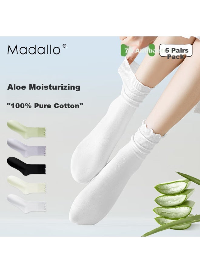 Madallo Seamless Aloe Vera Moisturizing Mushroom Edge Mid-Tube Pile Socks 100% Pure Cotton Thin Spring And Summer Maternity Socks - Image 1