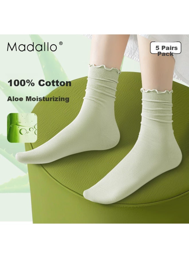 Madallo Seamless Aloe Vera Moisturizing Mushroom Edge Mid-Tube Pile Socks 100% Pure Cotton Thin Spring And Summer Maternity Socks - Image 2