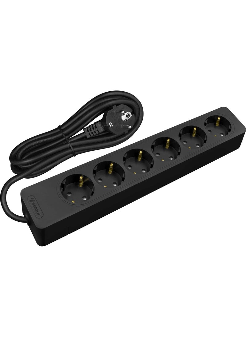 Seldur 6-Wire Grounded Child-Protected 5 Meter Black Socket with Switch  - Image 1