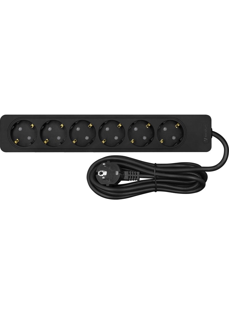 Seldur 6-Wire Grounded Child-Protected 5 Meter Black Socket with Switch  - Image 3