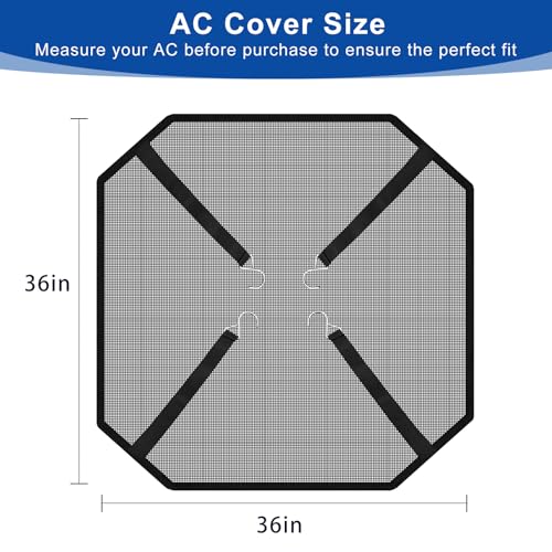 Botyboty Central Air Conditioner Covers for Outside Units 36'' x 36'', AC Mesh Covers for Outside Unit, AC Unit Cover Outdoor Air Conditioner Condenser Hvac Heat Pump Cover Breathable Top Universal Defender - Image 2