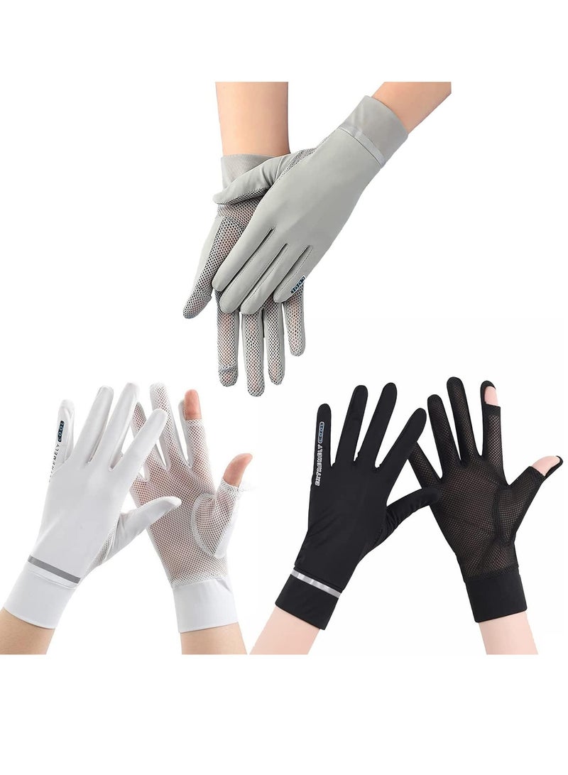 Generic 3 Pairs Women Summer UV Protection Gloves Non Slip UV Sunscreen Protection Gloves Non-slip Sunblock Summer Driving Gloves Quick Dry Sun Protection Gloves for Outdoor  - Image 1