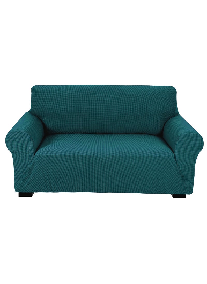 Fabienne High Stretch 2-Seater Sofa Cover Soft Brushed Fabric Couch Cover Exquisitely Full Coverage Furniture Protector Slipcover Two Seater Fits on Standard and Recliner Sofa 145-178cm Size Teal Green  - Image 1