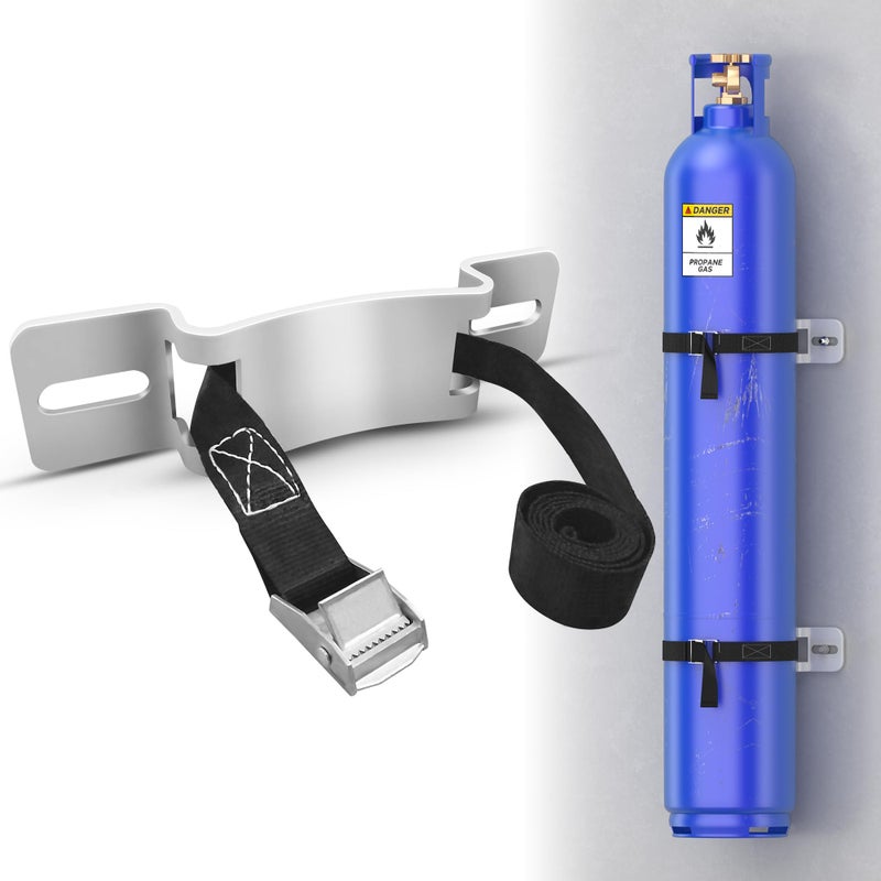 Yingsi-fty 1 Pcs Gas Cylinder WallMounted Bracket Gas Cylinder Fixed Rack Gas Cylinder Floor Mount Storage Stand with Screws and Safety Nylon Belt Suitable for RV Propane Tank Holder - Image 2