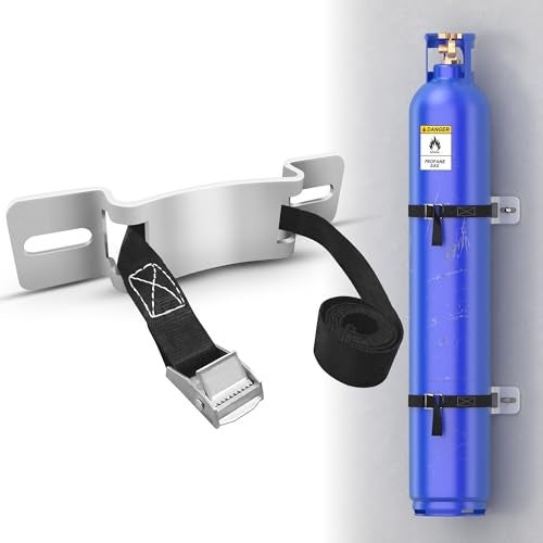 Yingsi-fty 1 Pcs Gas Cylinder WallMounted Bracket Gas Cylinder Fixed Rack Gas Cylinder Floor Mount Storage Stand with Screws and Safety Nylon Belt Suitable for RV Propane Tank Holder - Image 1