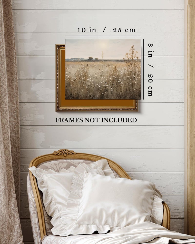 Kizbok Vintage Wall Art Prints  Farmhouse Wall Decor Rustic Wildflower Country Field Canvas Prints Vintage Landscape Oil Painting Art Pictures for Bedroom Bathroom (8"" x 10""-UNFRAMED) - Image 2