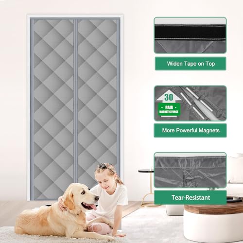 BONLACES Insulated Magnetic Door Curtain for Winter, Thermal Door Cover with Triple-Layer Oxford Fabric, Windproof Cold Draft Blocker, Energy Saving Waterproof Curtain for Indoor Outdoor - Image 3