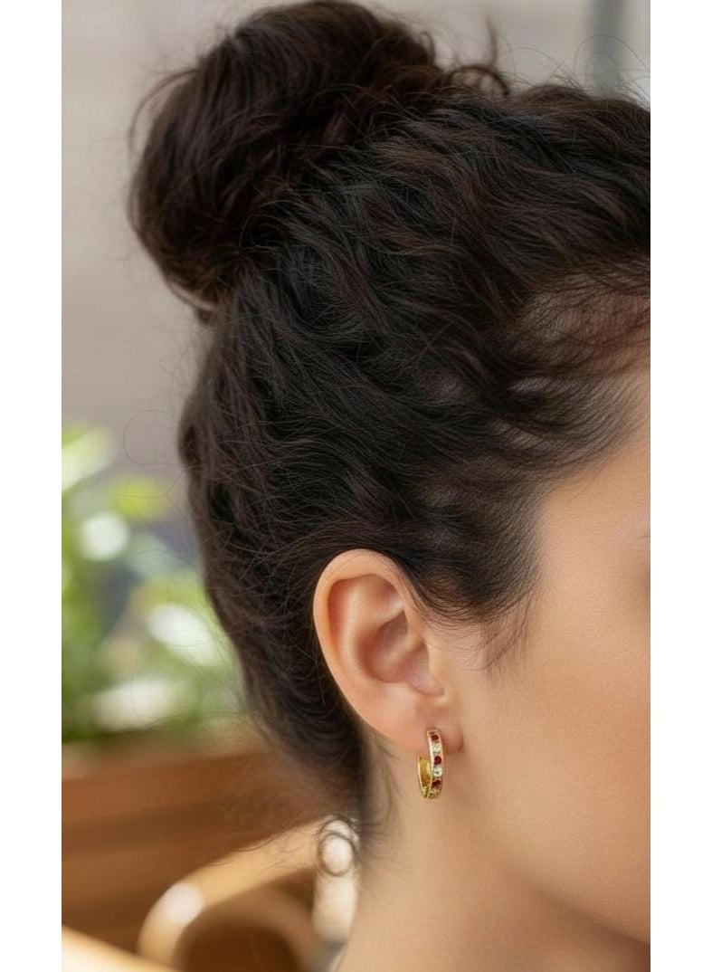 Ruby Art Gold 18K Pure Gold Women’s Earrings – Elegant Lightweight & Hypoallergenic - 1.79 Gram - Image 2