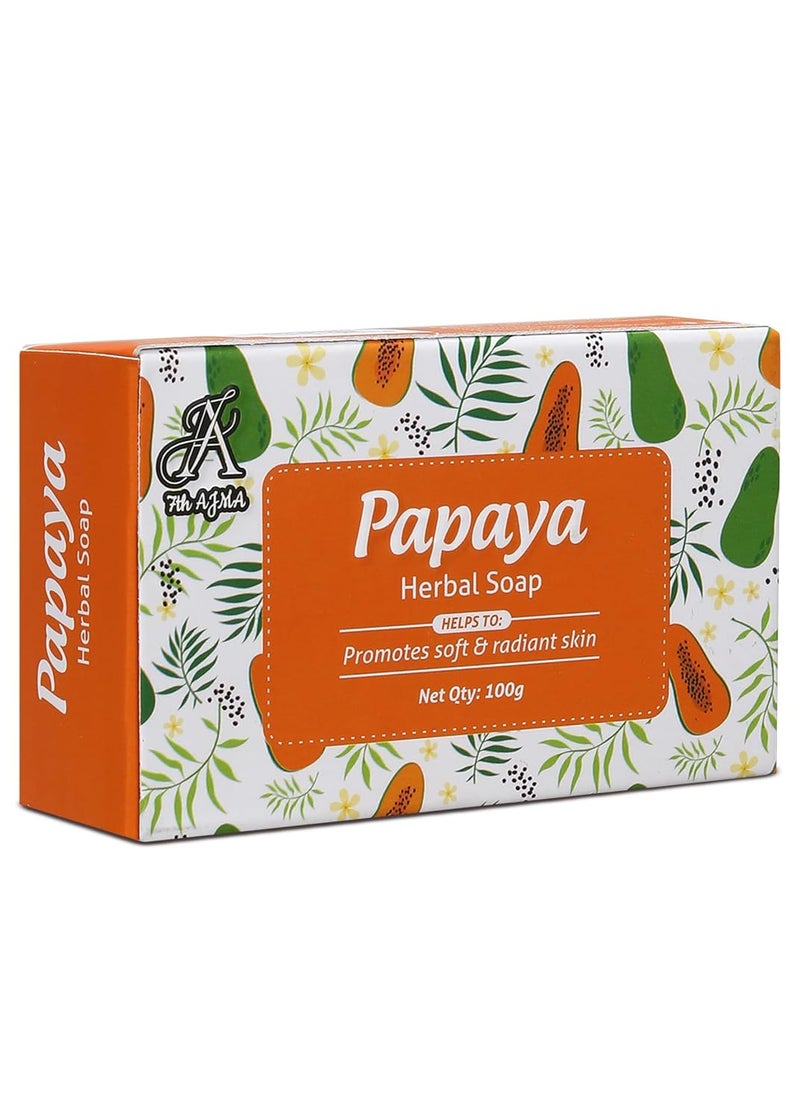 7TH AJMA Herbal Papaya Soap Natural Body Tan Removal Radiant Skin Soap Exfoliates Dead Skin for Glowing Complexion 100g Pack of 8 - Image 2