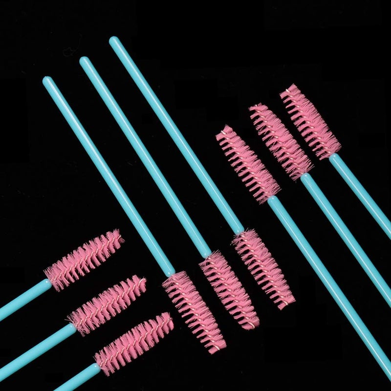MyAoKuE-UP 300 Pack Disposable Mascara Wands Eye Lash Brushes Eyelash Extension Tool Makeup Brush Kit, Blue/Pink - Image 3