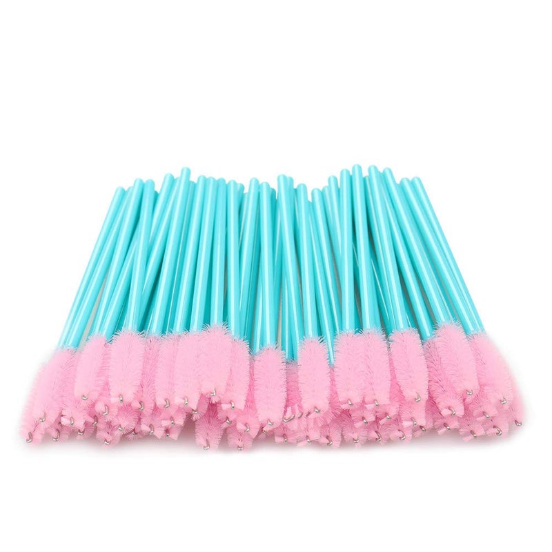 MyAoKuE-UP 300 Pack Disposable Mascara Wands Eye Lash Brushes Eyelash Extension Tool Makeup Brush Kit, Blue/Pink - Image 1