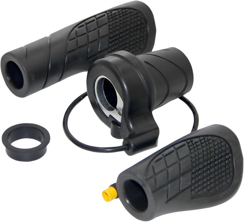 Ebike Half Twist Throttle, 20X Speed Control Handle, M8 Waterproof Connector, 2.4 X 1.6 in / 6 X 4 Cm, Anti-Slip Rubber Grip with Plastic Shell - Image 1