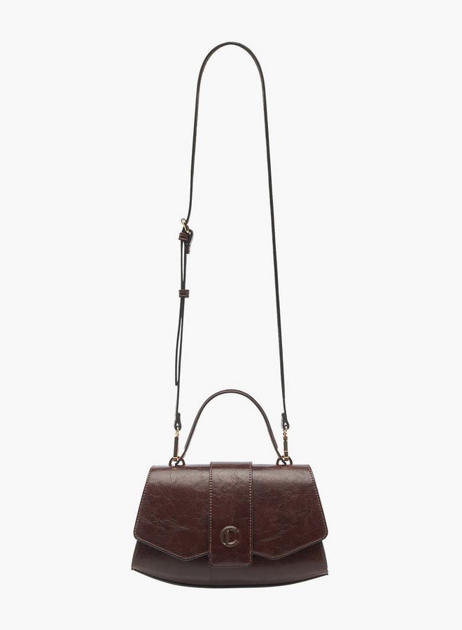 حقيبة ساتشيل صلبة بحزام قابل للفصل وإغلاق بأزرار