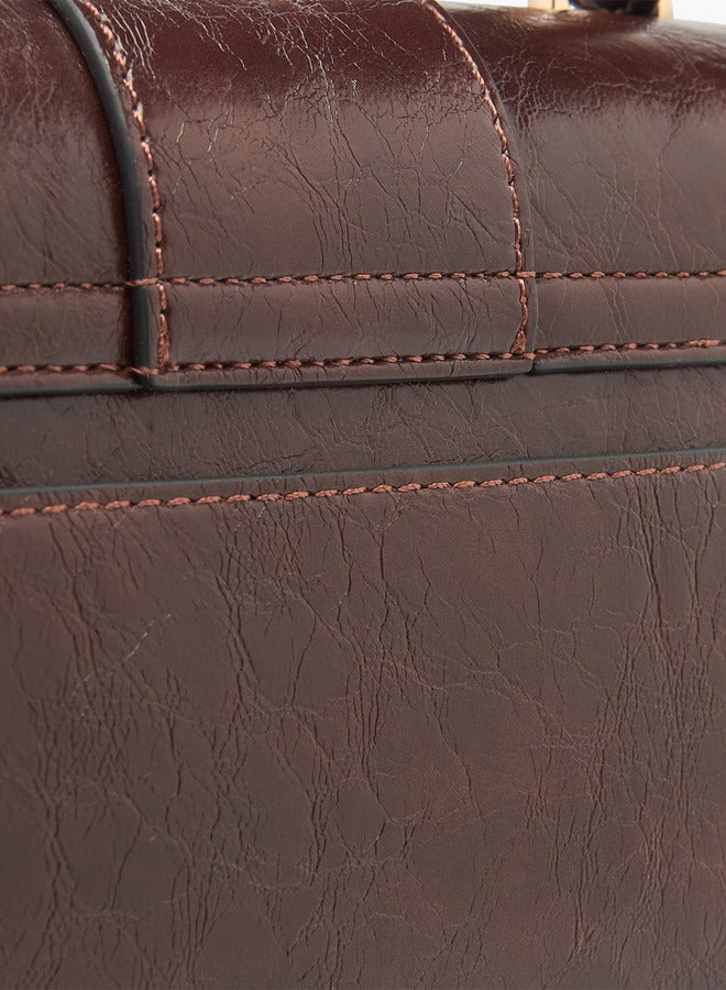 حقيبة ساتشيل صلبة بحزام قابل للفصل وإغلاق بأزرار