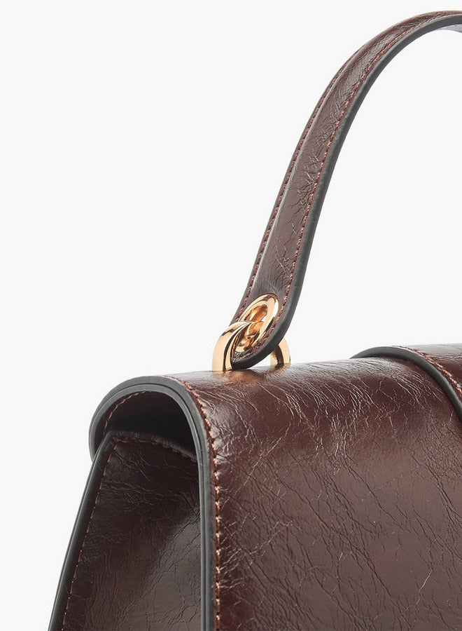 حقيبة ساتشيل صلبة بحزام قابل للفصل وإغلاق بأزرار