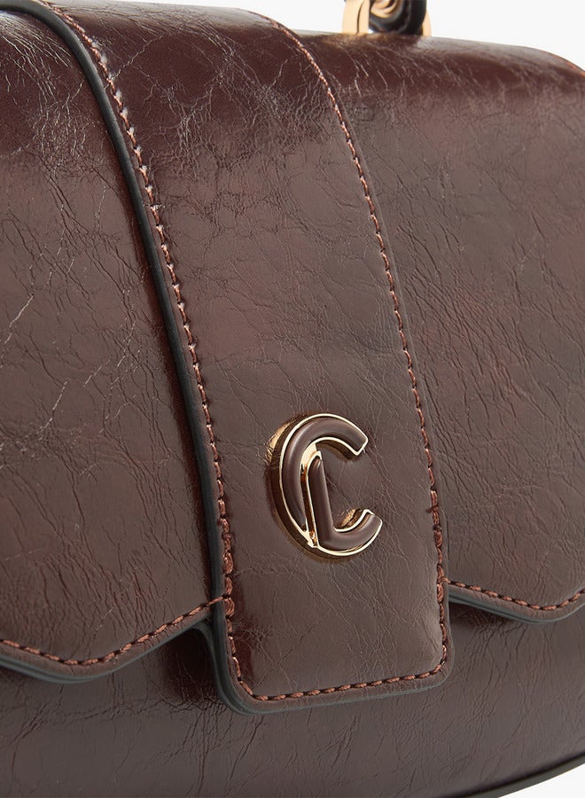 حقيبة ساتشيل صلبة بحزام قابل للفصل وإغلاق بأزرار