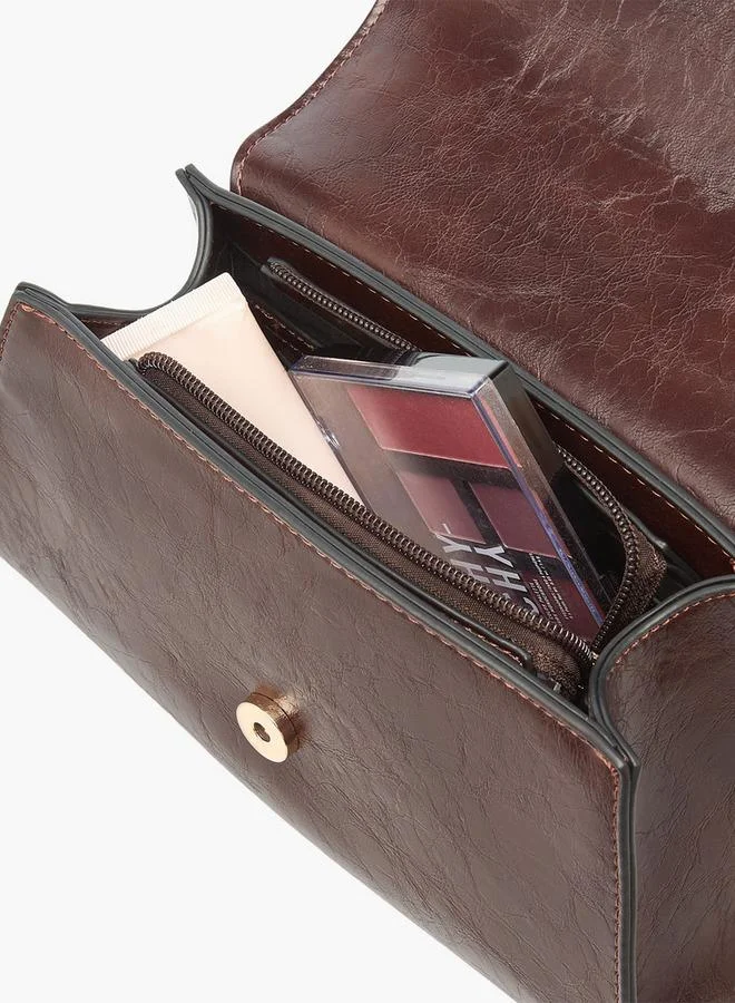 Le Confort  Solid Satchel Bag with Detachable Strap and Button Closure for Women | Best Price UAE