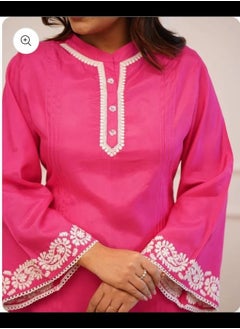 Generic Pure Rayon Pink Embroidery Cord Set  - Image 2