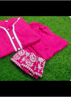 Generic Pure Rayon Pink Embroidery Cord Set  - Image 4