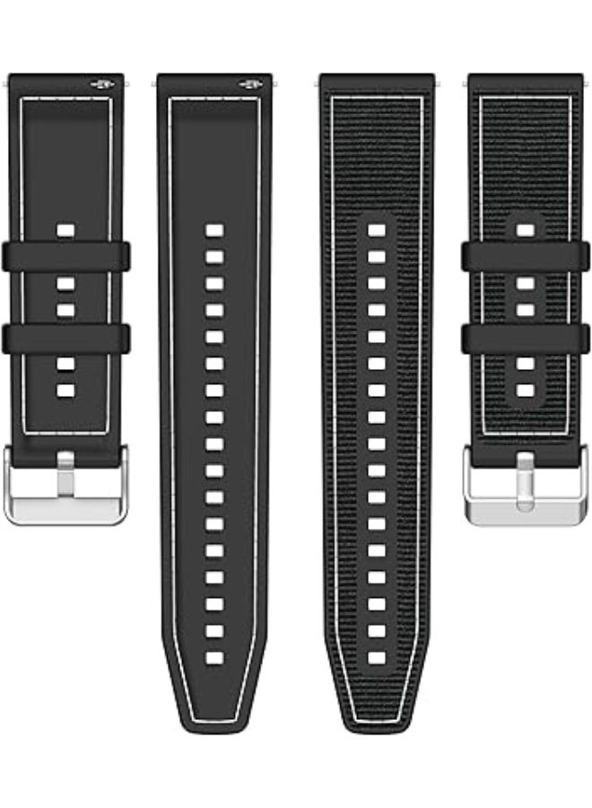 حزام ساعة هواوي  جى تى 4 46 2023  مصنوع من السيليكون المضفر من النايلون مقاس 22 ملم، اسود - Image 4