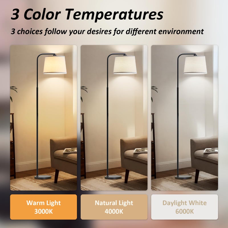 AKASUKI Floor Lamp for Living Room with 3 Color Temperatures, Foot Switch Standing Lamps for Living Room, Bedroom, Office, Arc Mordern Floor Lamp with 9W LED Bulb Included - Image 2