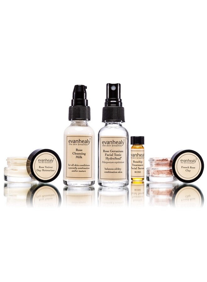 evanhealy Balancing Rose Skin Care Set 5 Piece Travel Face Care Kit For Combination Skin Skincare Kit With Facial Mask & Gentle Skin Cleanser Anti Aging Acne Treatment - Image 2