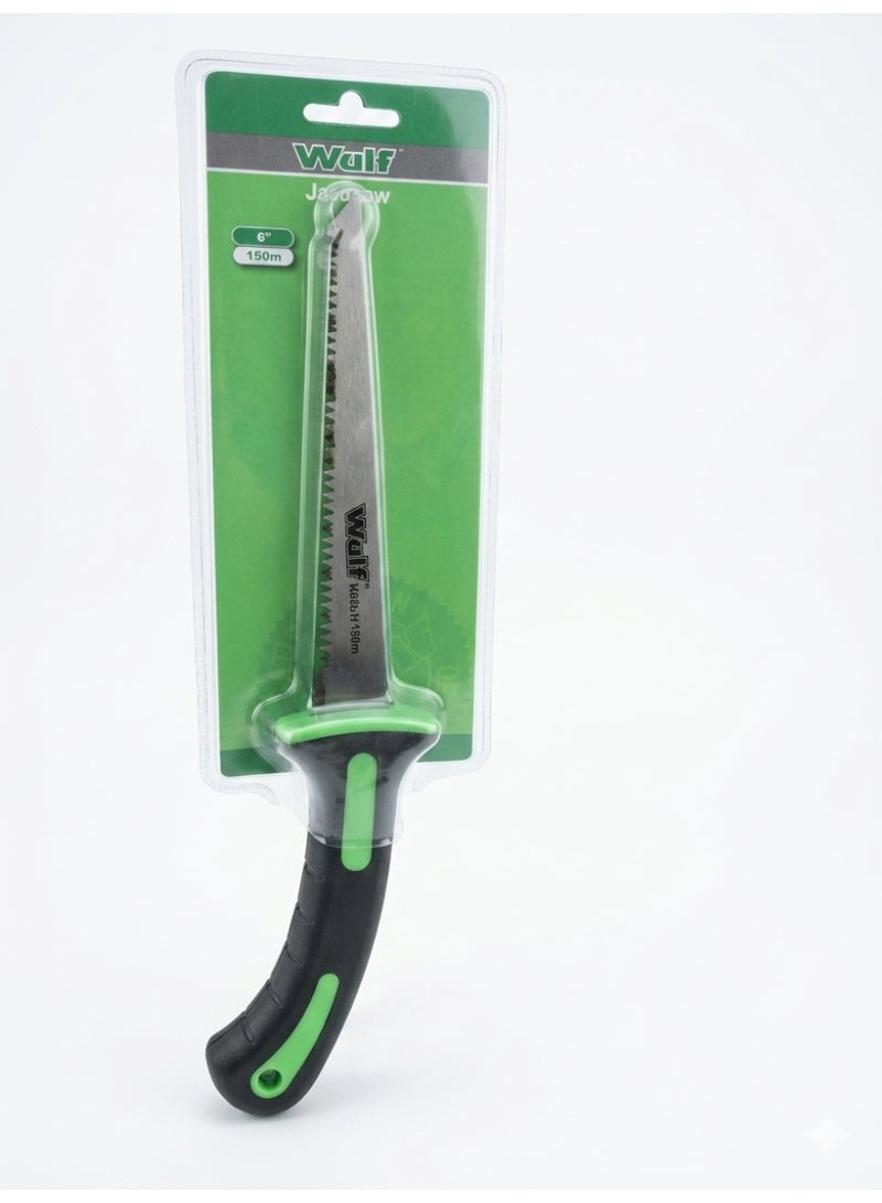 Wulf Jab Saw 6 Inch 150mm Heavy Duty Drywall Hand Saw with Sharp Hardened Steel Blade Ergonomic Grip Handle for Wood Plasterboard PVC and Wall Cutting