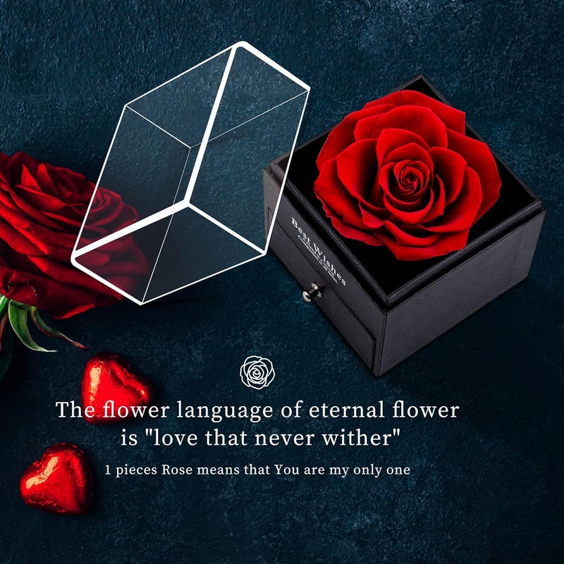 MOKOQI MOKOQI Preserved Rose Flower Gifts for Women Red Real Rose with Heart Necklace Eternal Flowers Rose Gifts for Mom Wife on Mothers Day Birthday  - Image 2